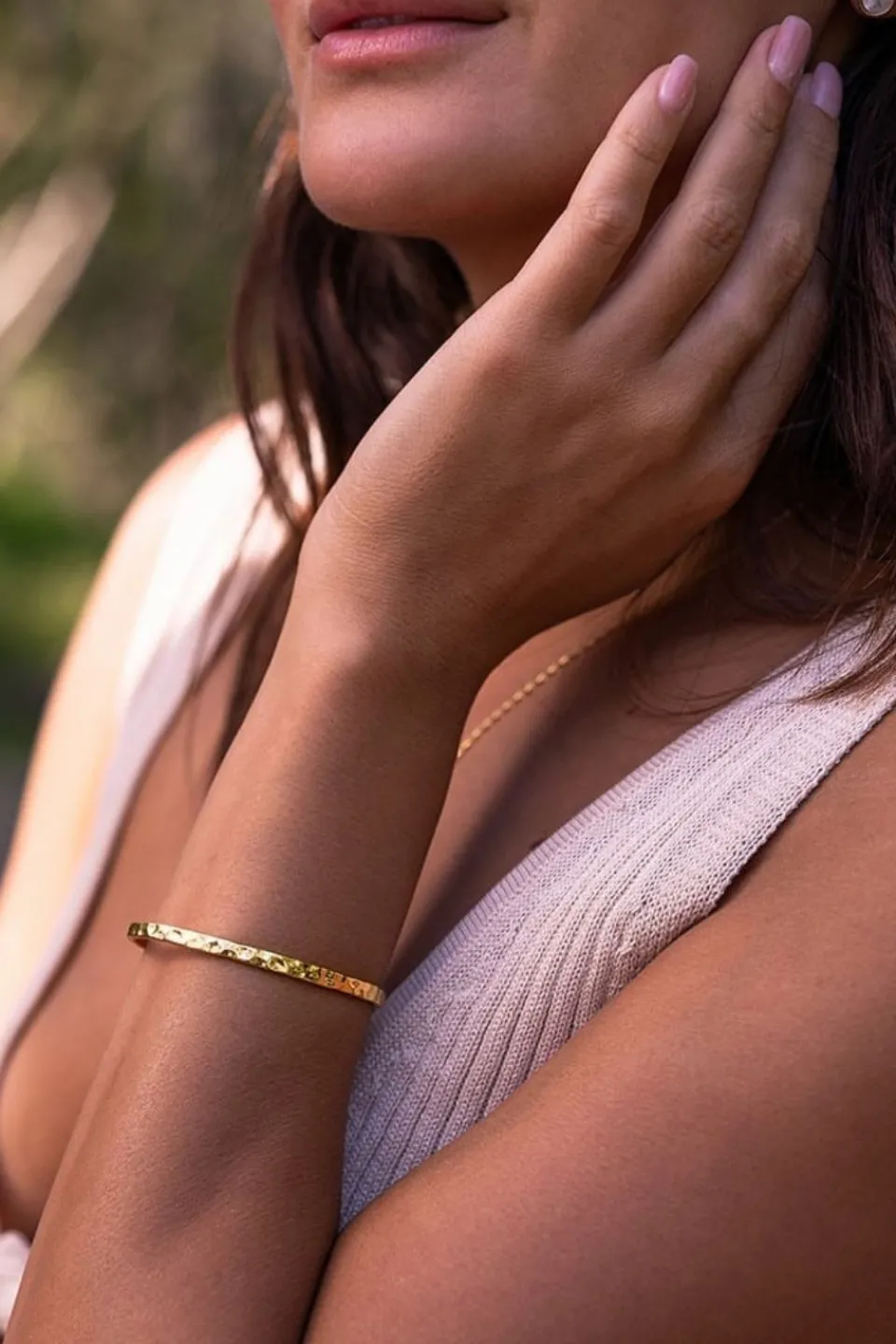 Love Lunamei Gaia 18k Gold Plate Soft Hammered Cuff Bangle