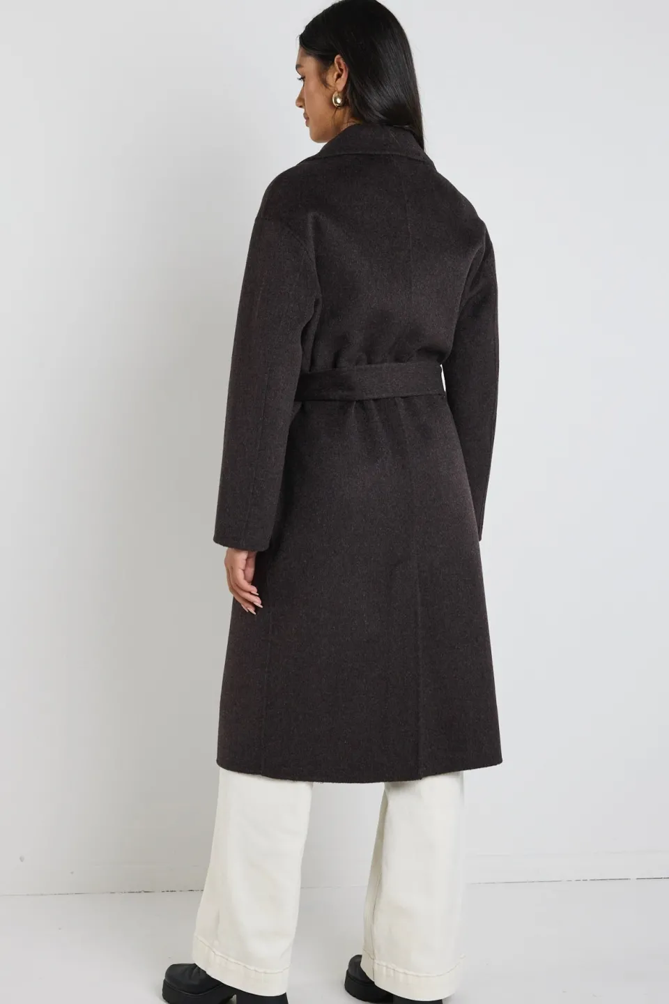 By Rosa. Geneva Chocolate Marle Wool Belted Coat