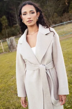 By Rosa. Geneva Oat Wool Blend Belted Coat