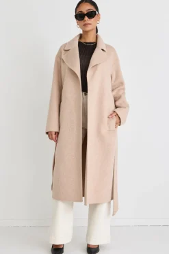 By Rosa. Geneva Oat Wool Blend Belted Coat