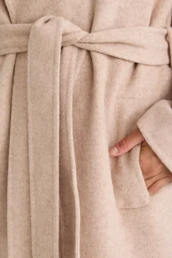 By Rosa. Geneva Oat Wool Blend Belted Coat