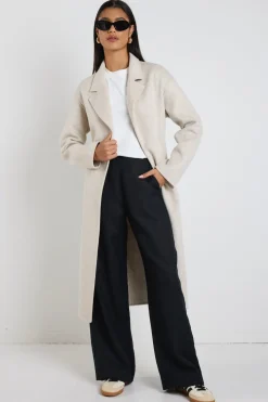 By Rosa. Geneva Snow Marle Wool Blend Belted Coat