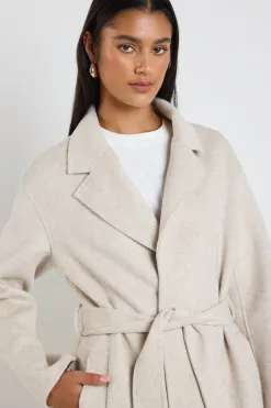 By Rosa. Geneva Snow Marle Wool Blend Belted Coat