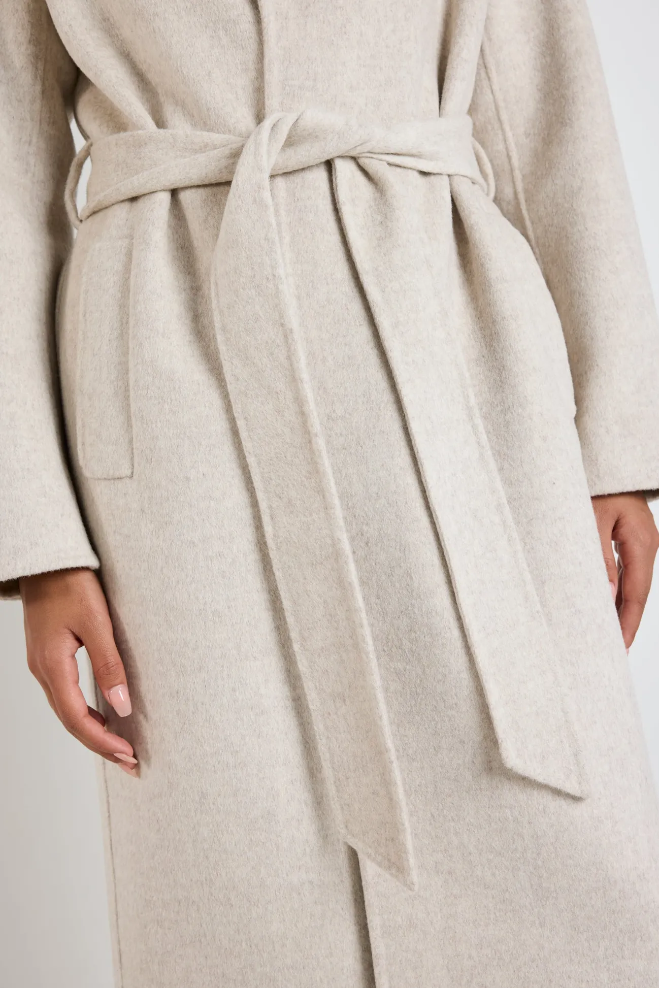 By Rosa. Geneva Snow Marle Wool Blend Belted Coat