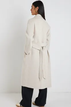 By Rosa. Geneva Snow Marle Wool Blend Belted Coat