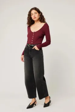 Rollas Gigi 80s Black Mid Barrel Jean