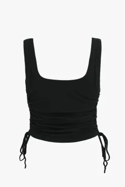 Love Lulu Gimme Black Rib Drawstring Tank