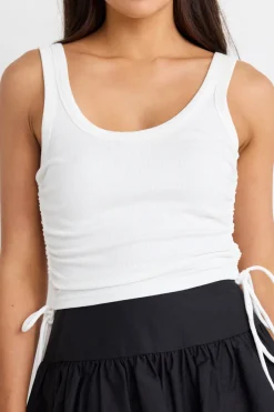 Love Lulu Gimme White Rib Drawstring Tank