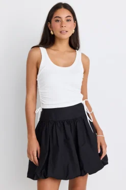 Love Lulu Gimme White Rib Drawstring Tank