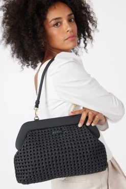 Saben Ginny Black Braid Shoulder Bag