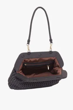 Saben Ginny Black Braid Shoulder Bag