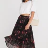 By Rosa. Glamour Black Orchid Chiffon Pleated Midi Skirt