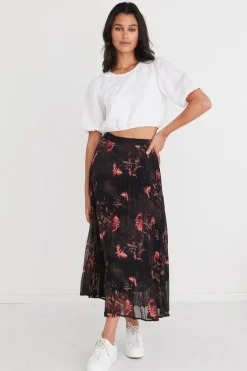 By Rosa. Glamour Black Orchid Chiffon Pleated Midi Skirt