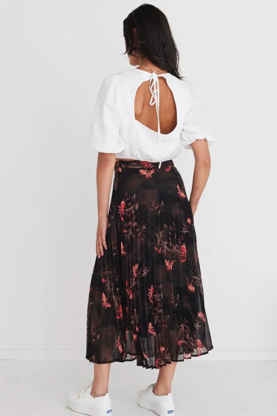 By Rosa. Glamour Black Orchid Chiffon Pleated Midi Skirt