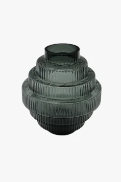 Le Forge Glass Smoke Tiered Small Width 15 x Depth 15 x Height 18 cm Vase