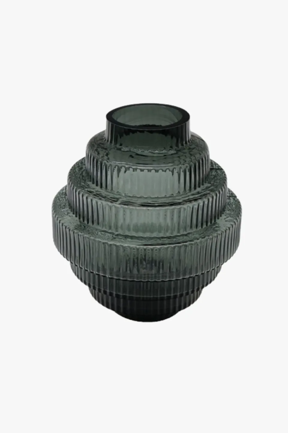 Le Forge Glass Smoke Tiered Small Width 15 x Depth 15 x Height 18 cm Vase