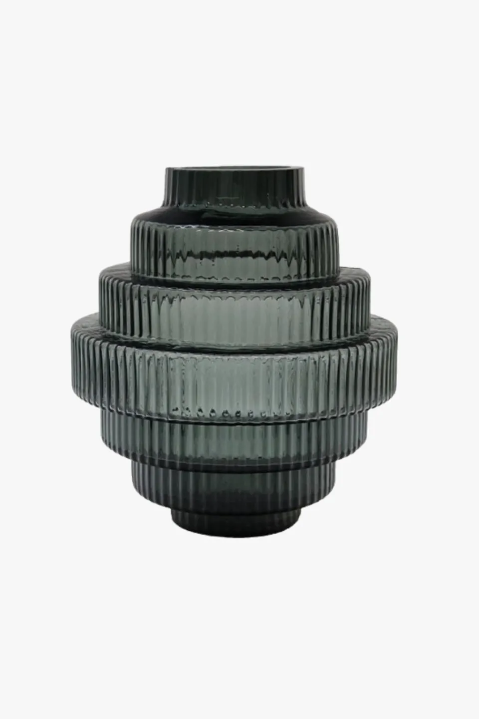 Le Forge Glass Smoke Tiered Small Width 15 x Depth 15 x Height 18 cm Vase