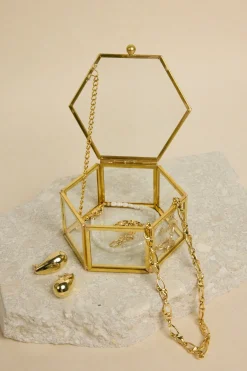 Willow u0026 Mae Glass with Gold Trim Large Hexagonal Jewellery Boxes
