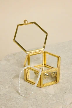 Willow u0026 Mae Glass with Gold Trim Small Hexagonal Jewellery Boxes