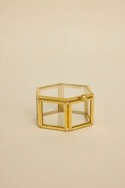 Willow u0026 Mae Glass with Gold Trim Small Hexagonal Jewellery Boxes