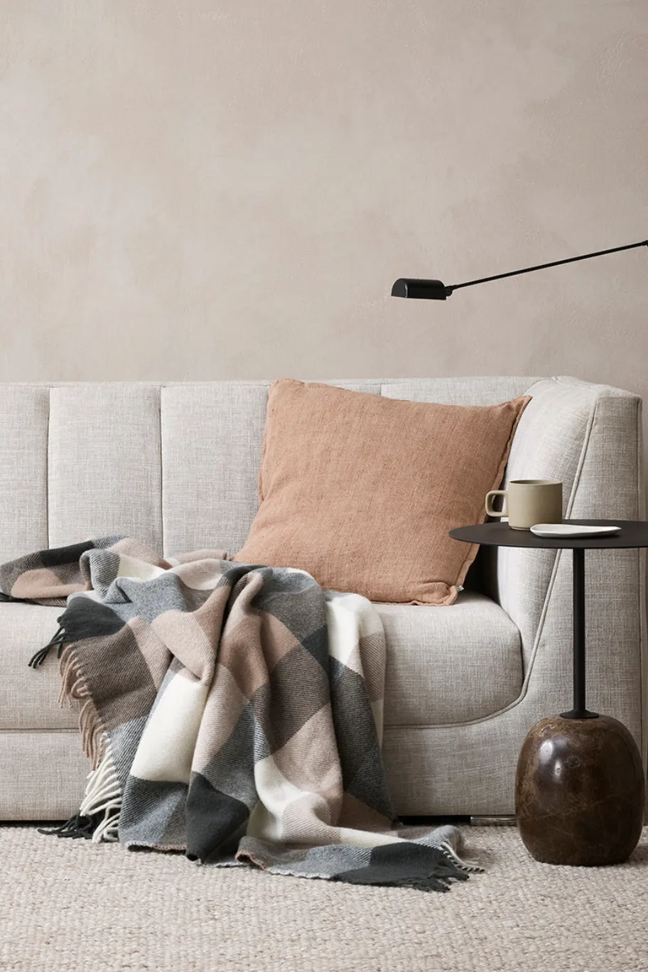Baya Glenburn Tan Multi Check 150x180cm Wool Throw