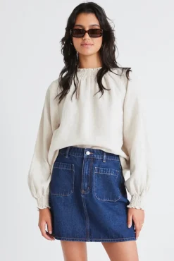 Among the Brave Glimpse Indigo Pocket Front Denim Mini Skirt
