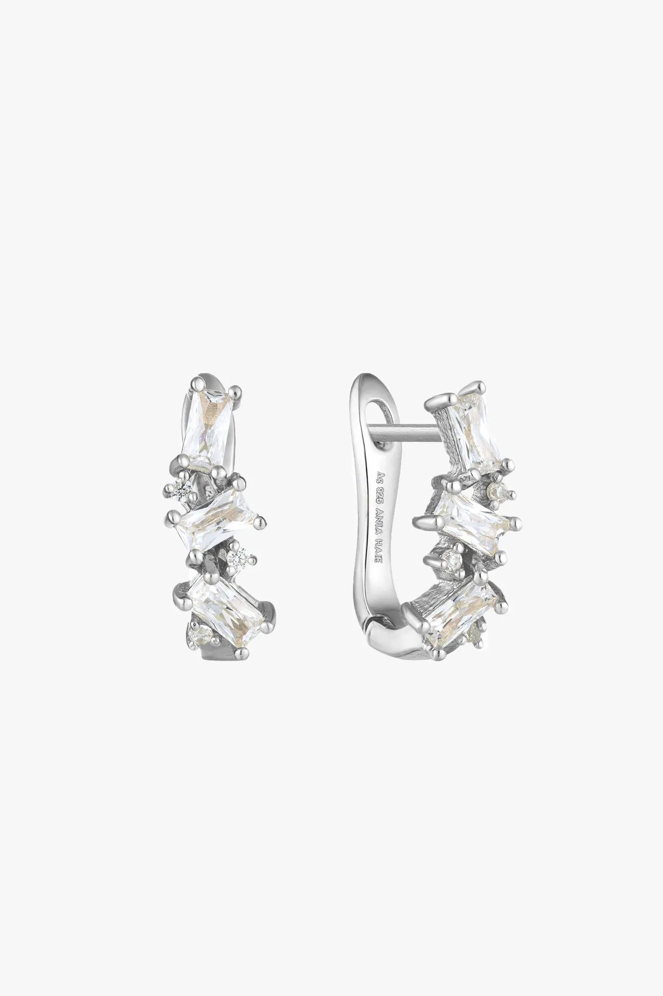 Ania Haie Glow Getter Crystal Cluster Silver Huggie EOL Earrings