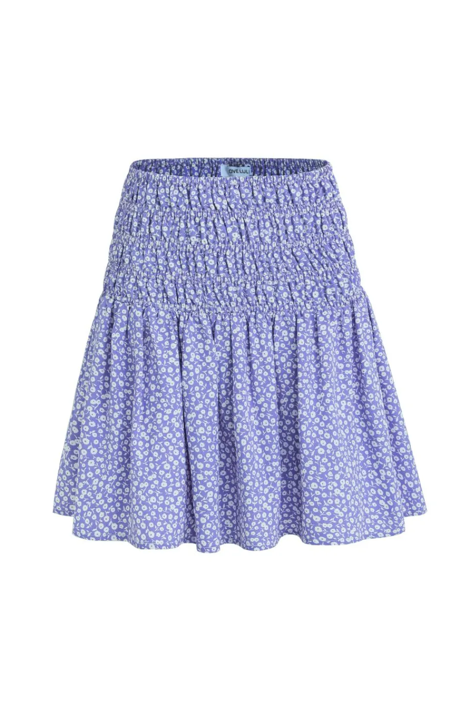 Love Lulu Glowing Lilac Ditsy Floral Shirred Waist Mini Skirt
