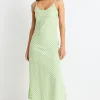 Among the Brave Golden Hour Green Gingham Bias Slip Dress