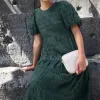 Ivy + Jack Graceful Forest Bubble Short Sleeve Tiered Maxi Dress