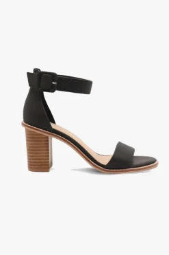 Nude Grady Black Leather Ankle Strap Heel