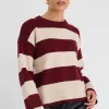 Among the Brave Gravity Burgundy Stripe Crew Neck Knit Jumper