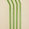 Willow u0026 Mae Green Straight Reuseable Pk 4 Glass Drinking Straws