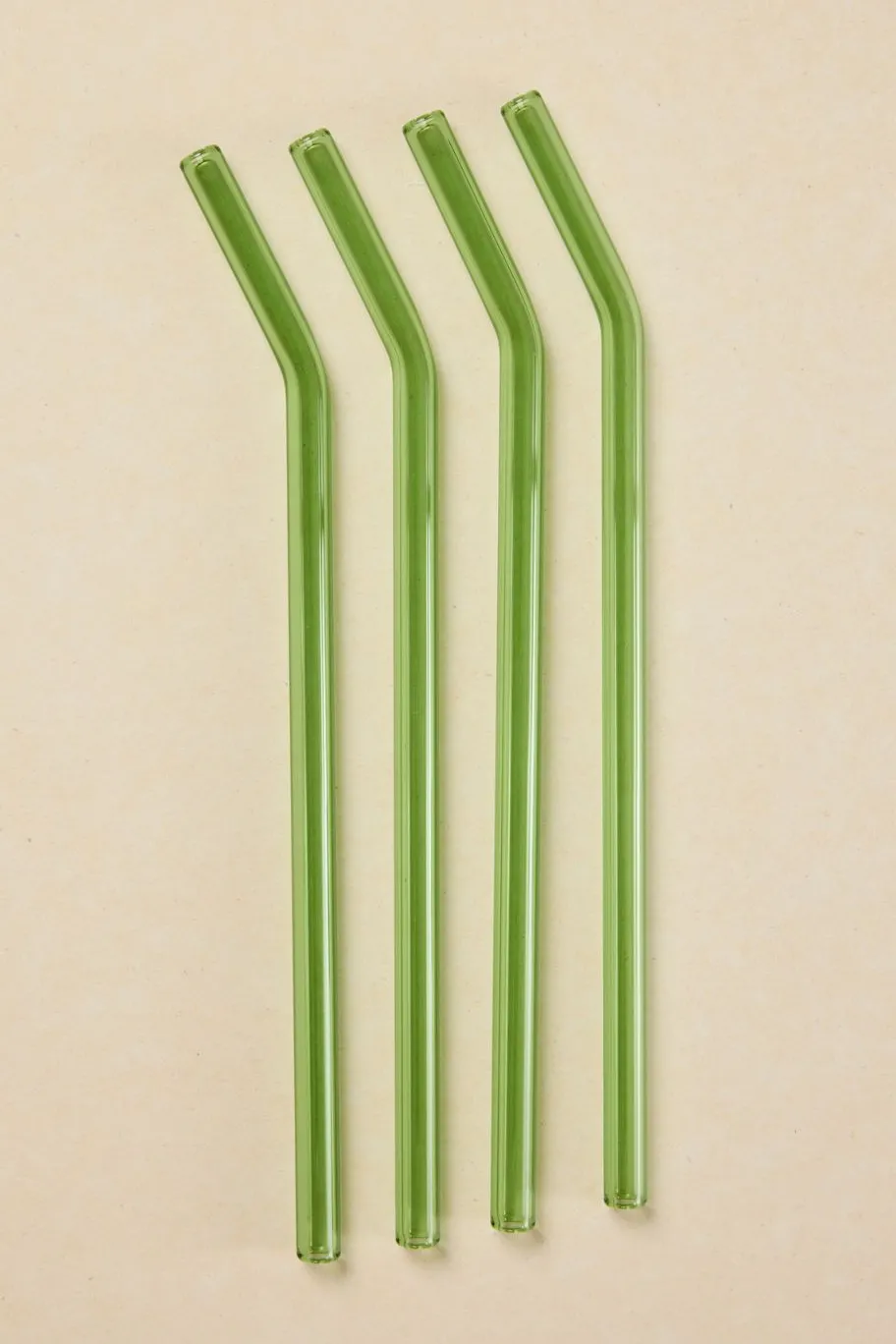 Willow u0026 Mae Green Straight Reuseable Pk 4 Glass Drinking Straws