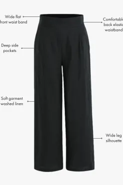 Among the Brave Guardian Black Linen Viscose Elastic Back Pants