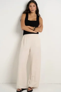 Among the Brave Guardian Natural Linen Viscose Elastic Back Pants