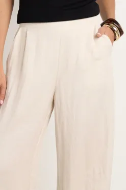Among the Brave Guardian Natural Linen Viscose Elastic Back Pants