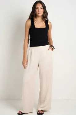 Among the Brave Guardian Natural Linen Viscose Elastic Back Pants