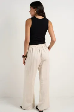 Among the Brave Guardian Natural Linen Viscose Elastic Back Pants