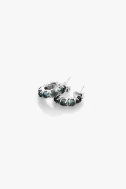 Stolen Girlfriends Club Halo Cluster Blue Quartz Semi Hoop Stud Earrings EOL