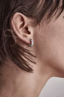 Stolen Girlfriends Club Halo Cluster Blue Quartz Semi Hoop Stud Earrings EOL