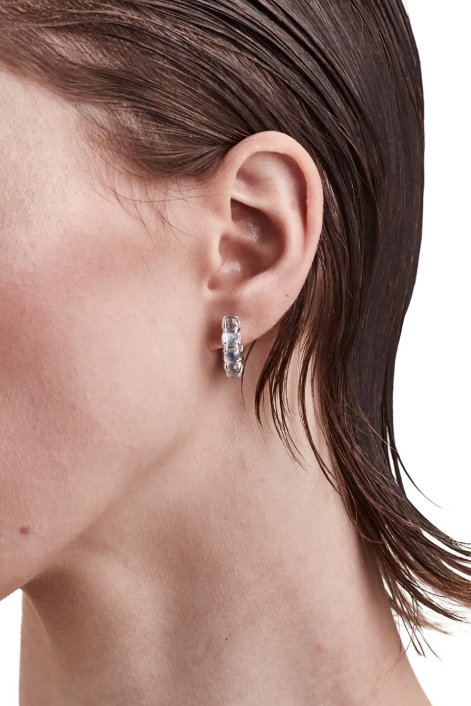Stolen Girlfriends Club Halo Moonstone Cluster Semi Hoop Earring