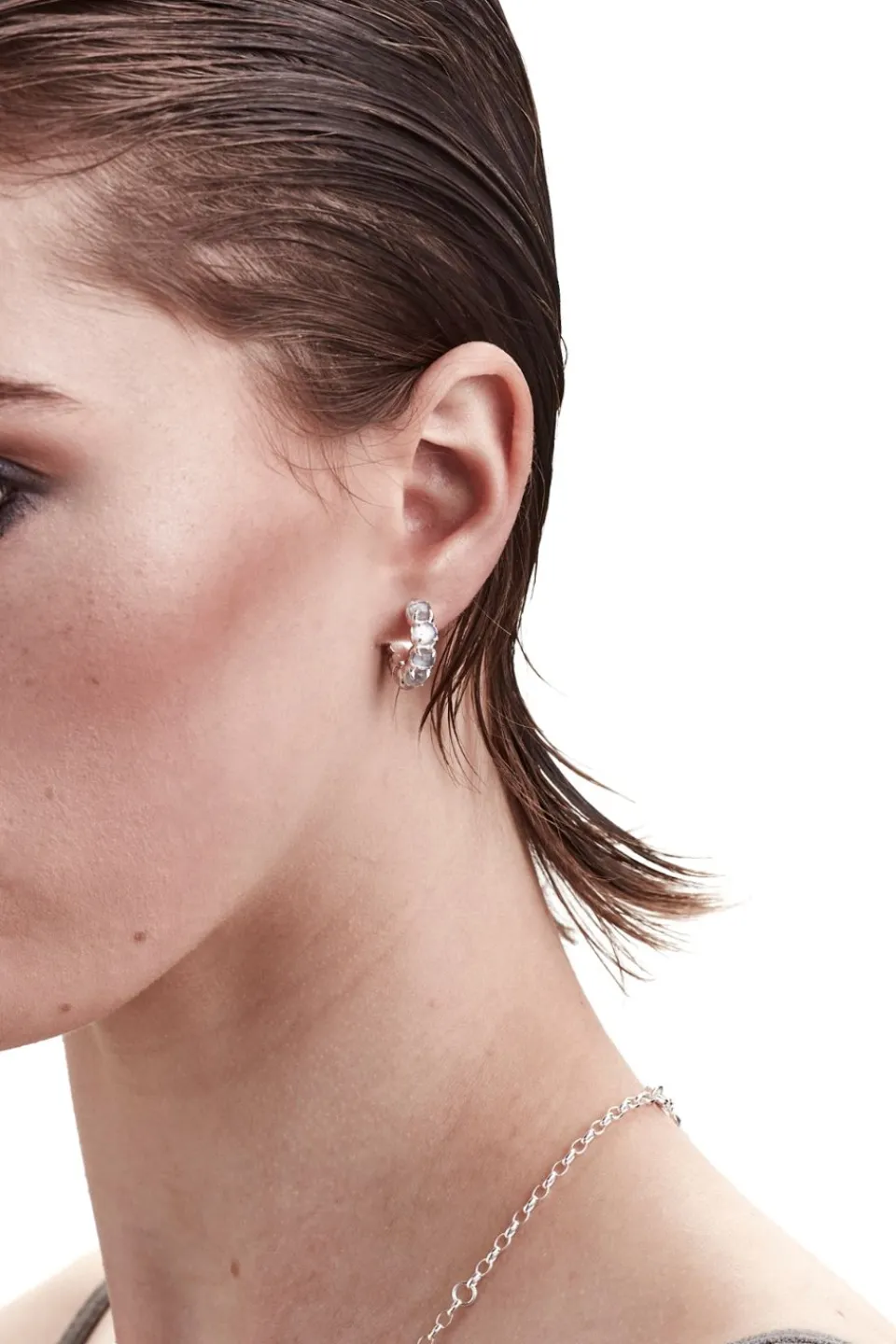 Stolen Girlfriends Club Halo Moonstone Cluster Semi Hoop Earring