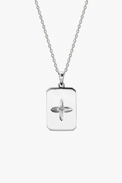 Murkani Hanging Sterling Silver Rectangle Clover EOL Necklace