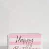 Huxter Happy Birthday Pink White Stripe Gold Script Soap