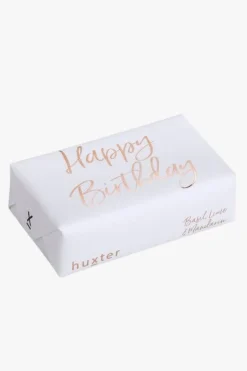 Huxter Happy Birthday White with Gold Script Basil Lime + Mandarin Soap
