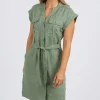 Foxwood Harlow Khaki Linen Cargo Mini Dress