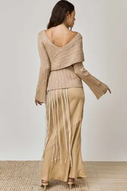 Mon Renn Harlow Natural Off Shoulder Knit Top