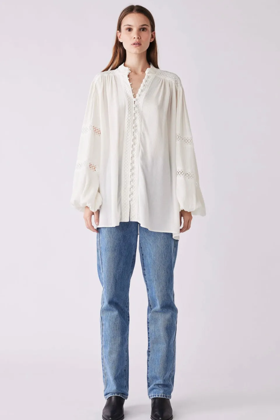 Esmaee Harp Ivory Front Button Blouse