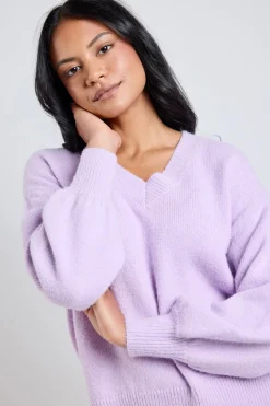 Ivy + Jack Harvest Dusty Lilac V Neck Knit Jumper